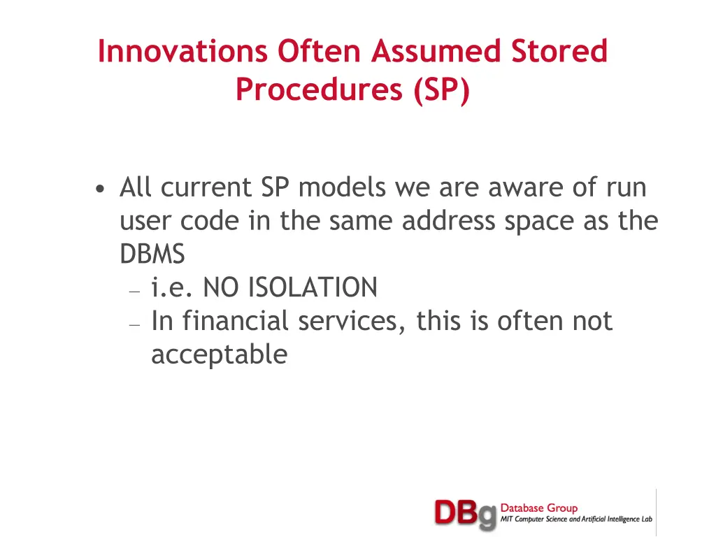 innovations often assumed stored procedures sp