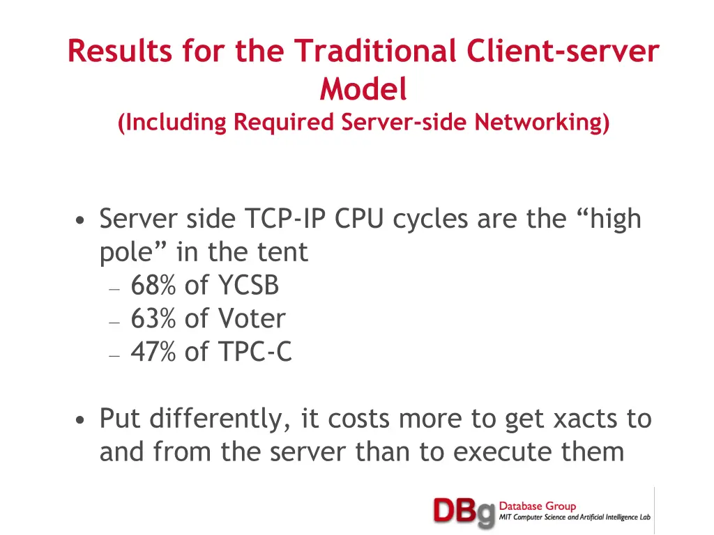results for the traditional client server model