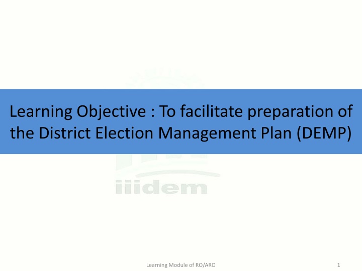 learning objective to facilitate preparation