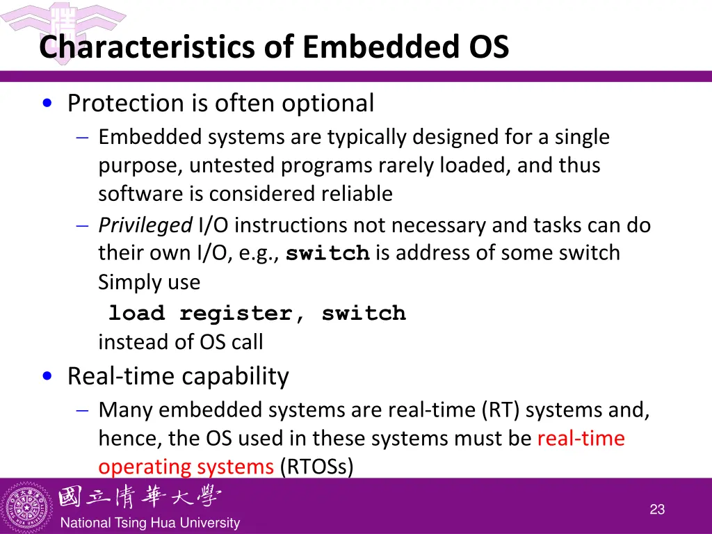characteristics of embedded os 1
