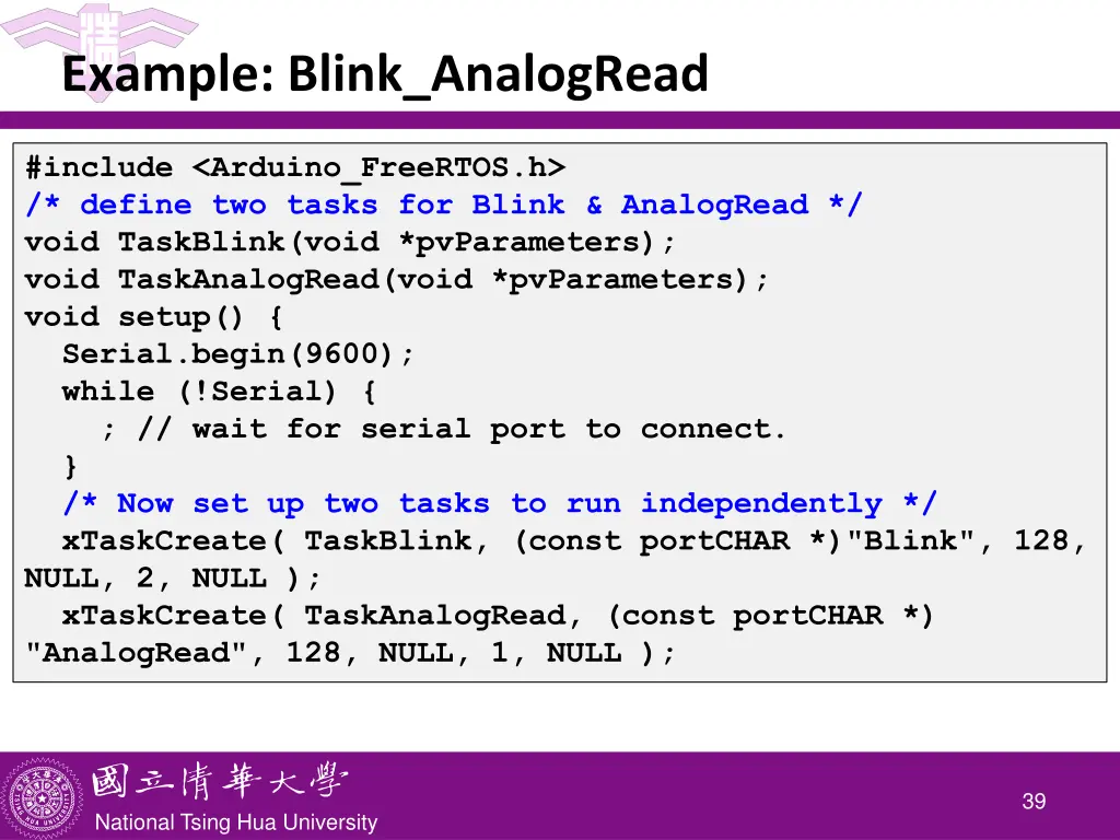 example blink analogread