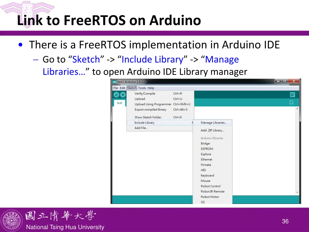 link to freertos on arduino
