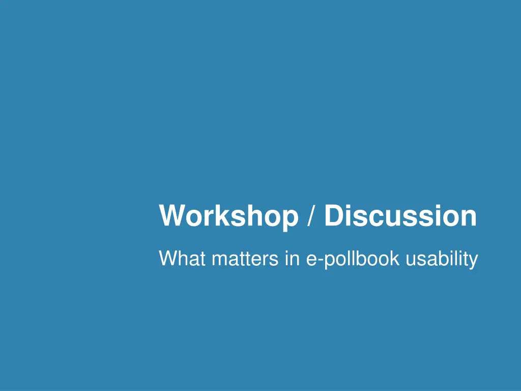 workshop discussion