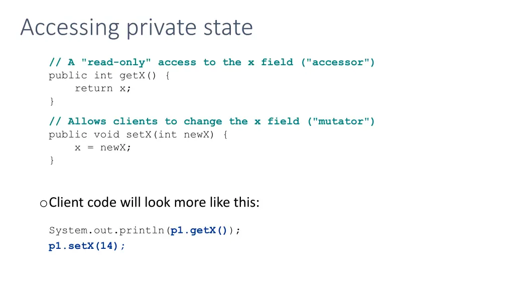 accessing private state