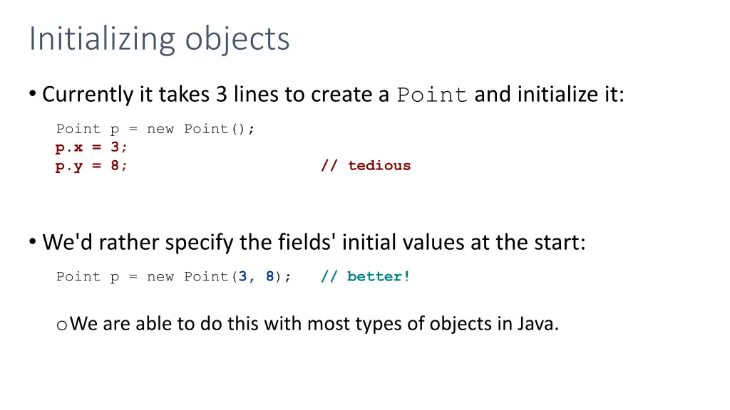 initializing objects