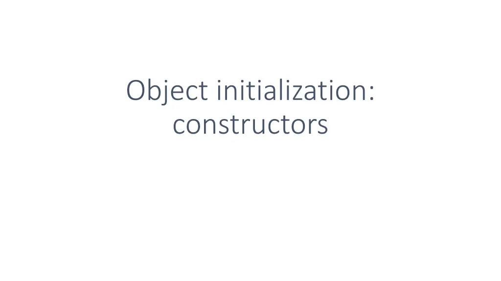 object initialization constructors
