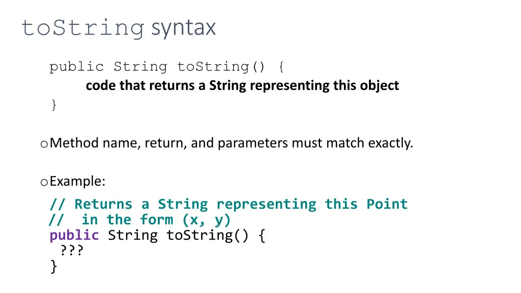 tostring syntax