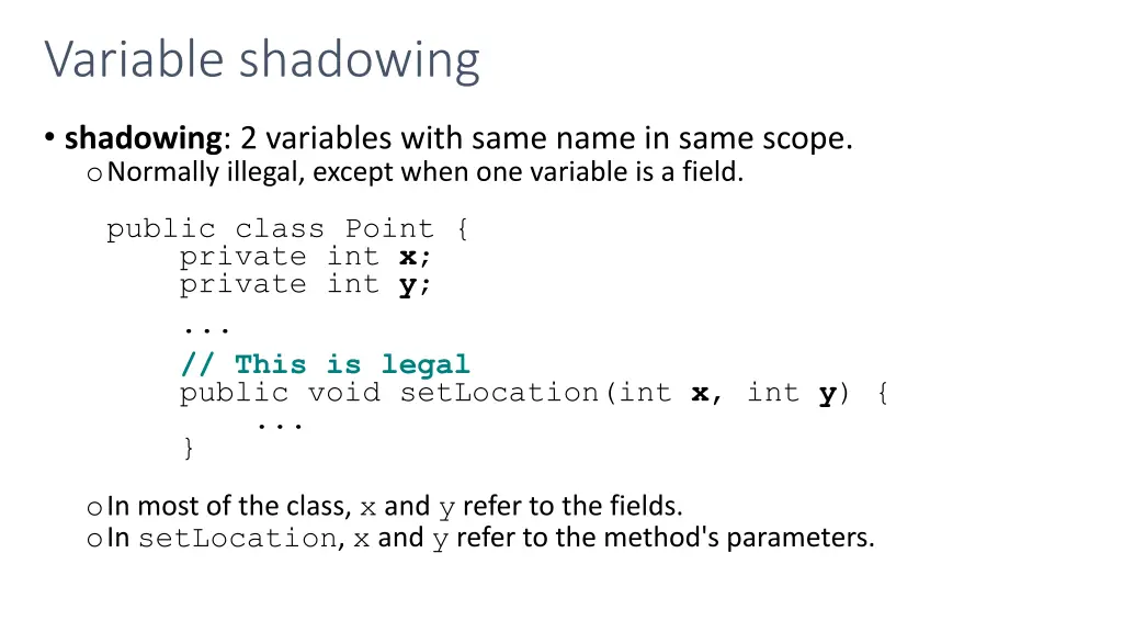 variable shadowing