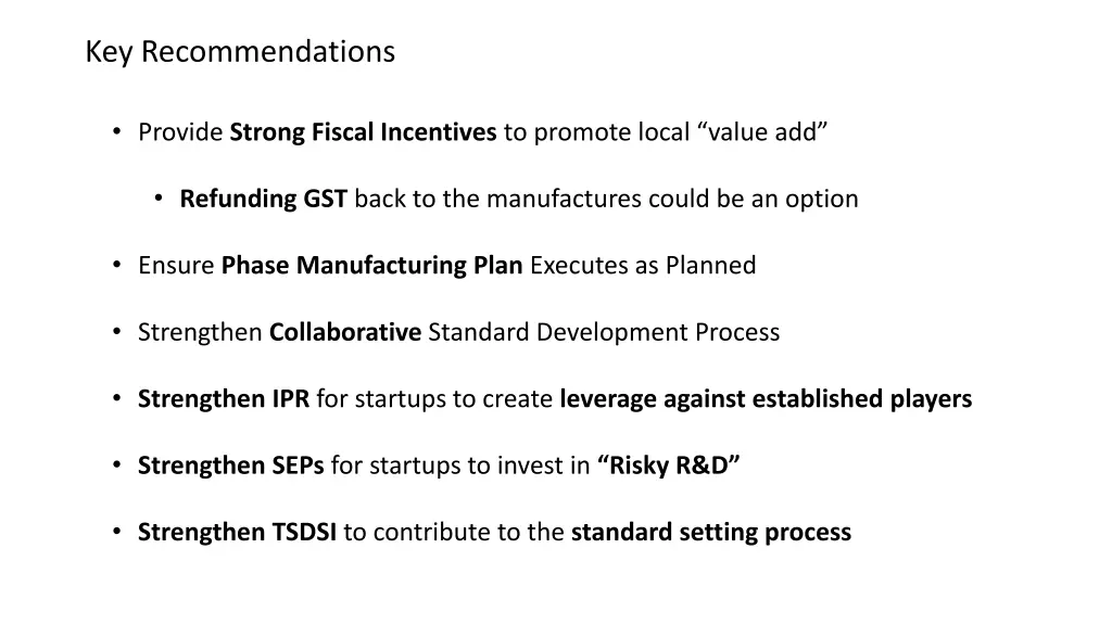 key recommendations
