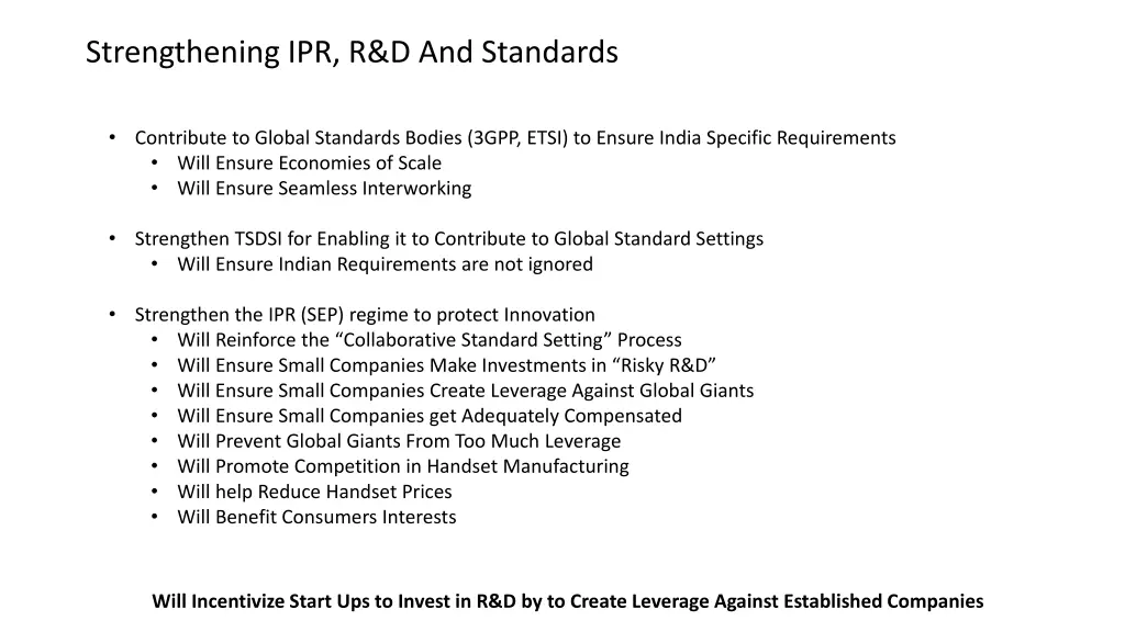 strengthening ipr r d and standards