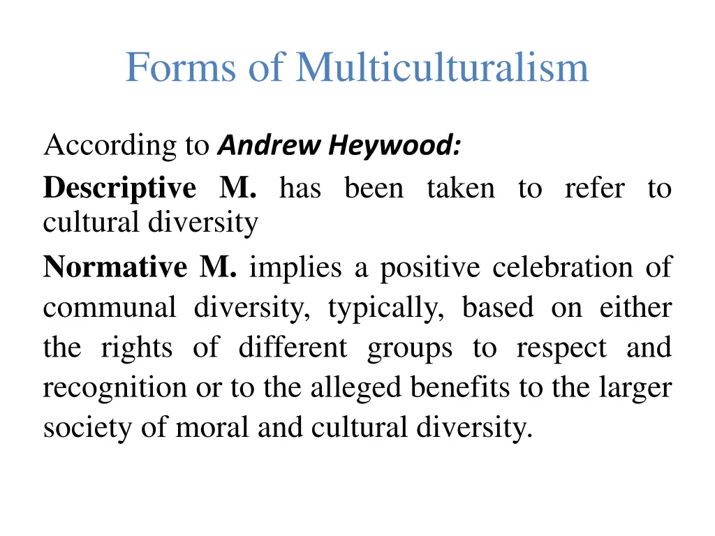 forms of multiculturalism