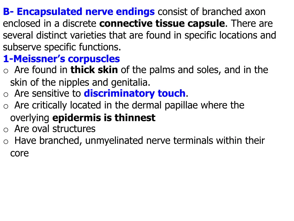 b encapsulated nerve endings consist of branched