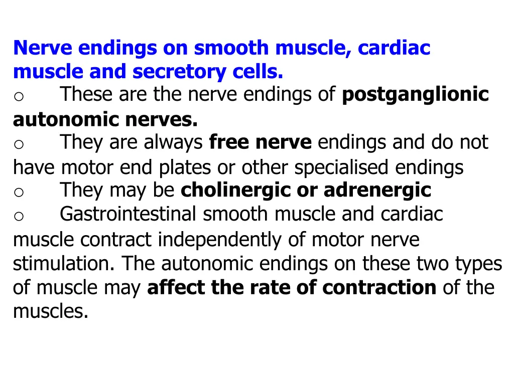nerve endings on smooth muscle cardiac muscle