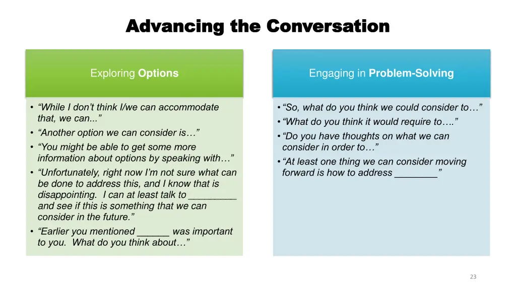 advancing the conversation advancing 2