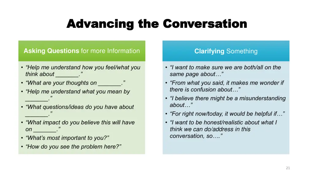 advancing the conversation advancing
