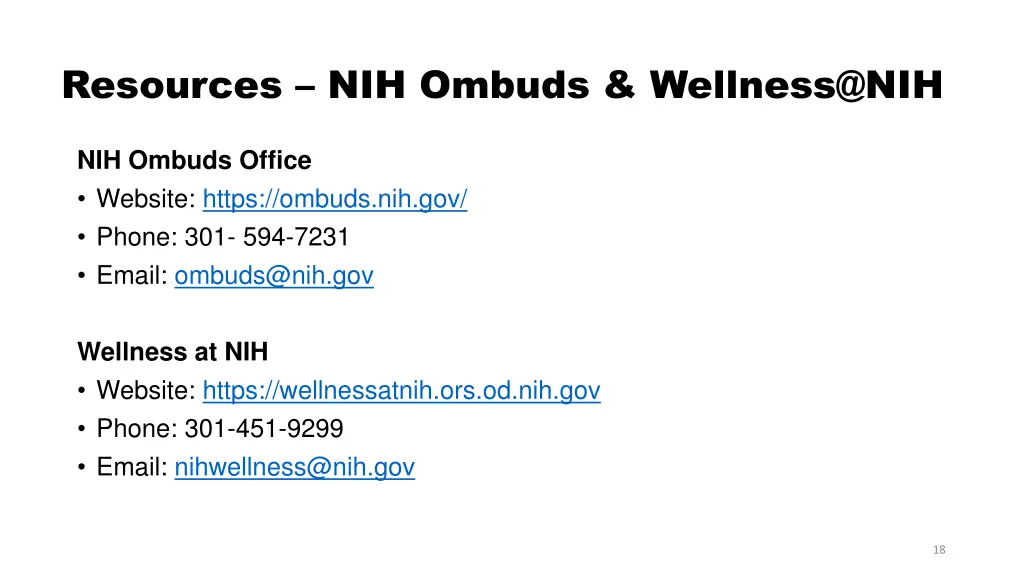 resources nih ombuds wellness@nih
