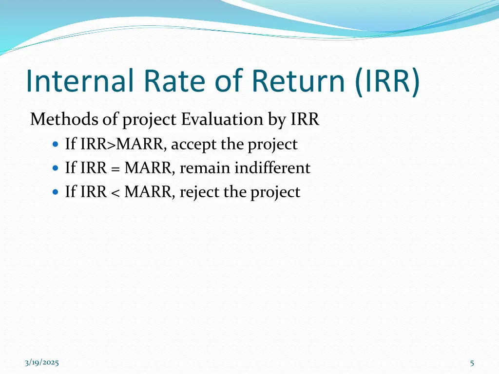 internal rate of return irr 1