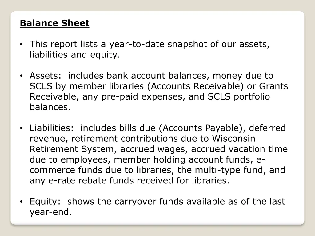 balance sheet
