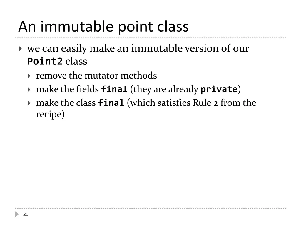 an immutable point class