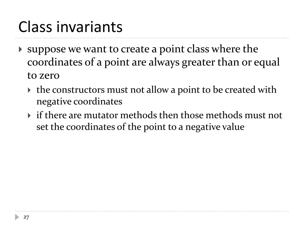 class invariants 2