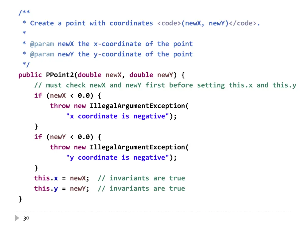 create a point with coordinates code newx newy