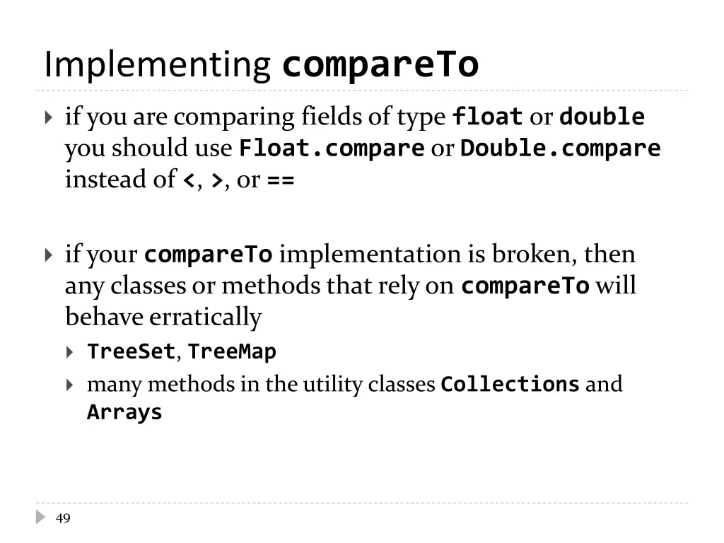 implementing compareto