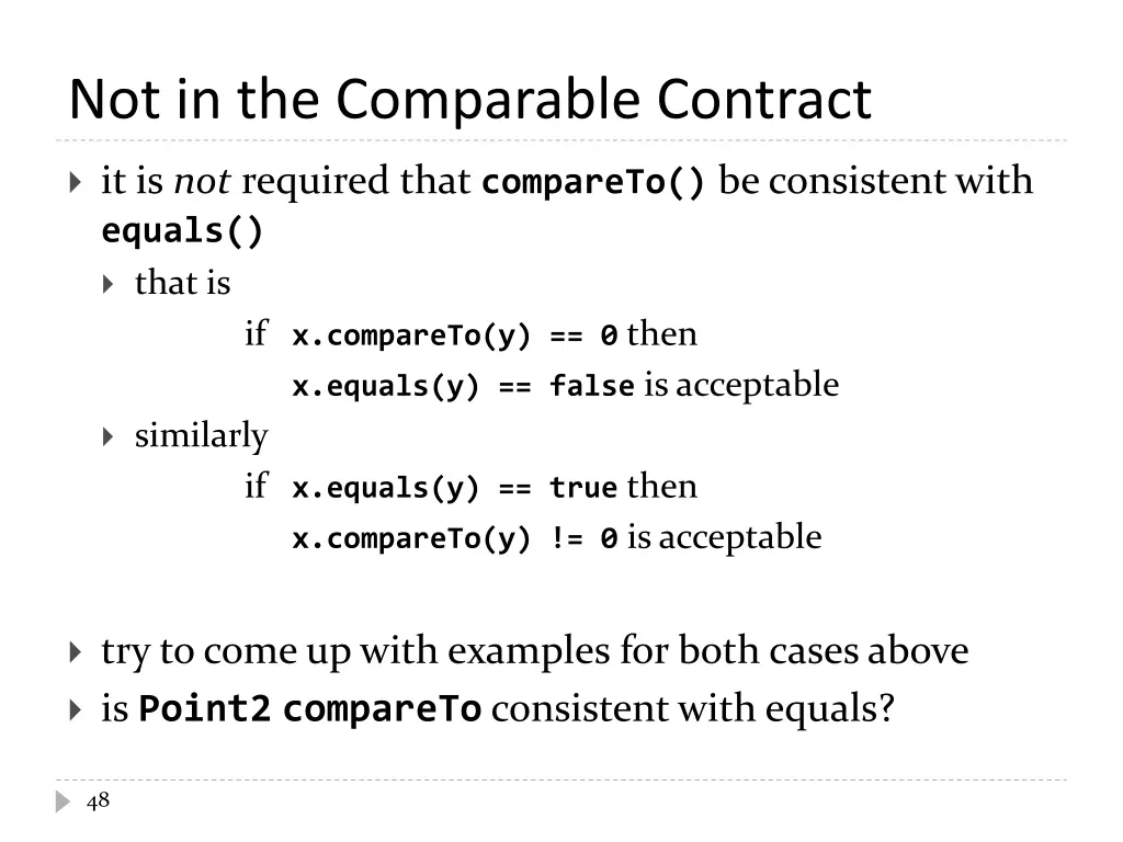 not in the comparable contract
