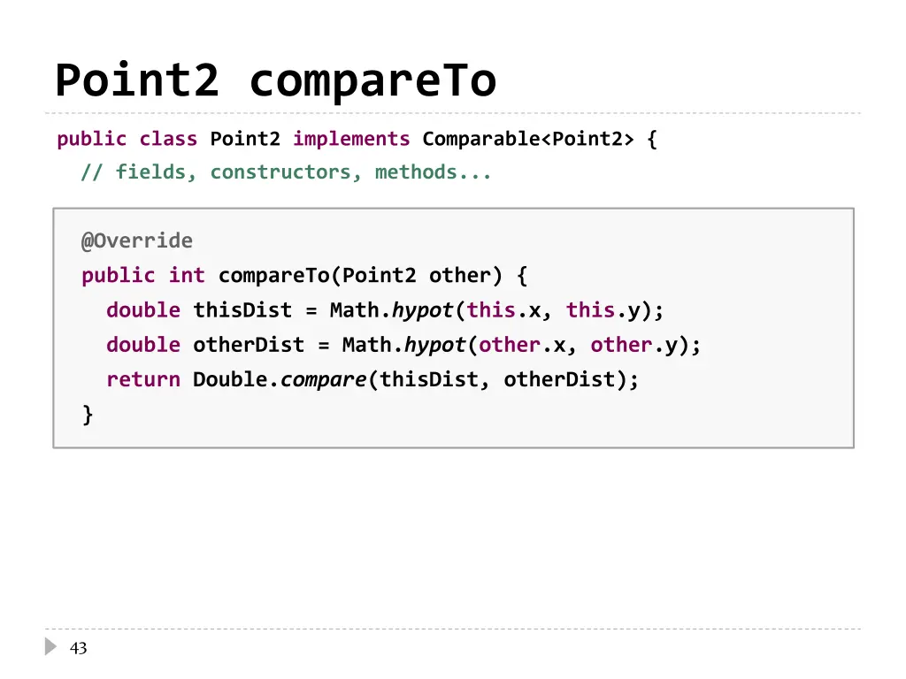 point2 compareto 2