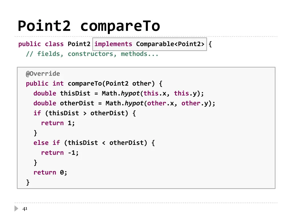 point2 compareto