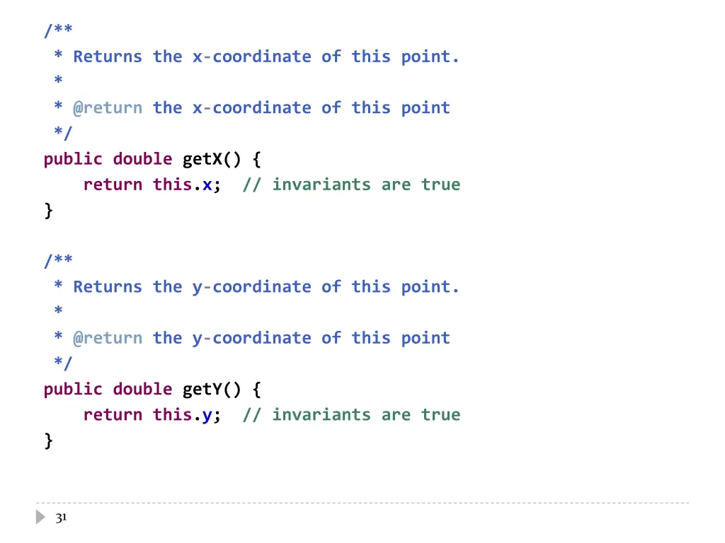 returns the x coordinate of this point @return