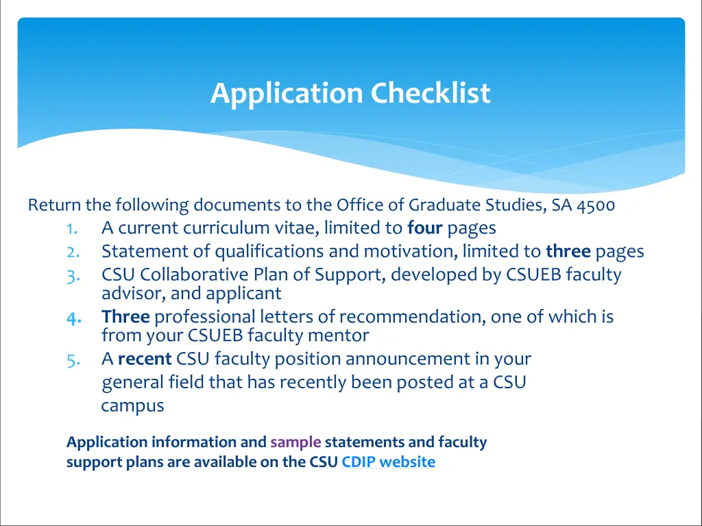 application checklist