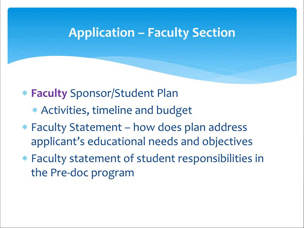 application faculty section