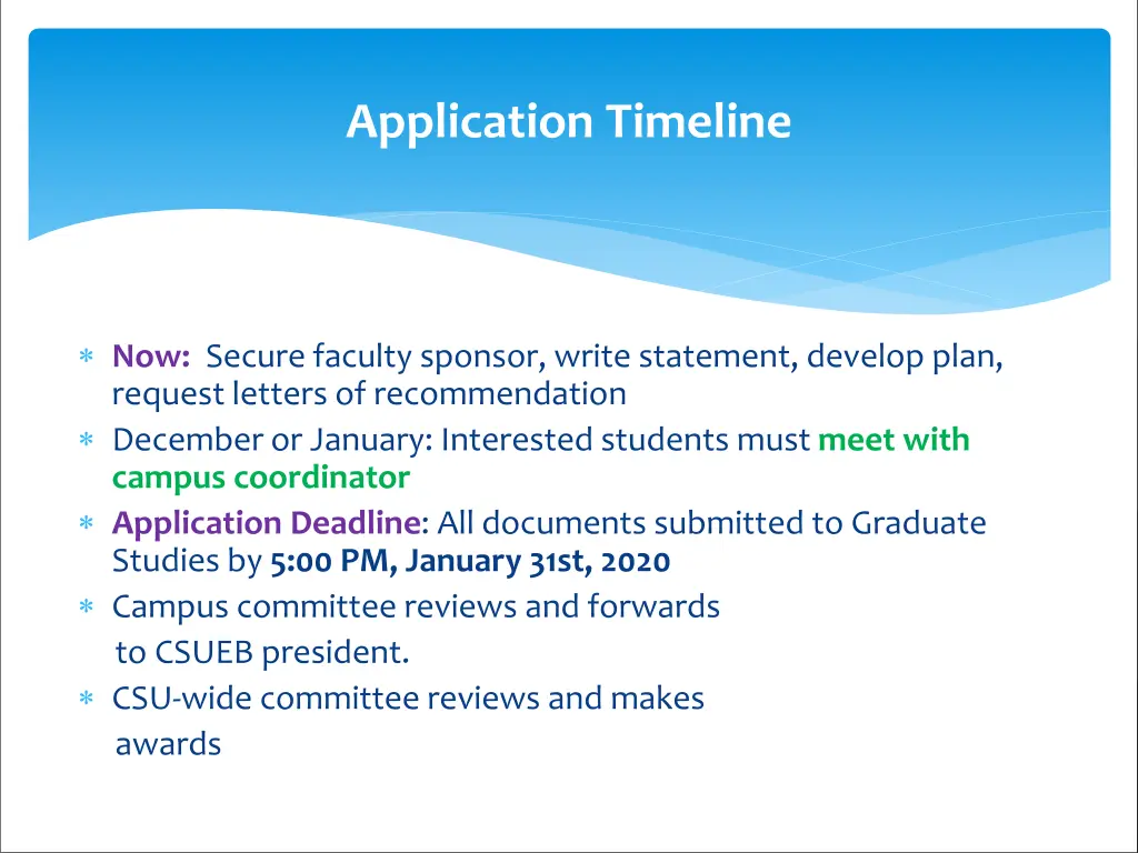 application timeline