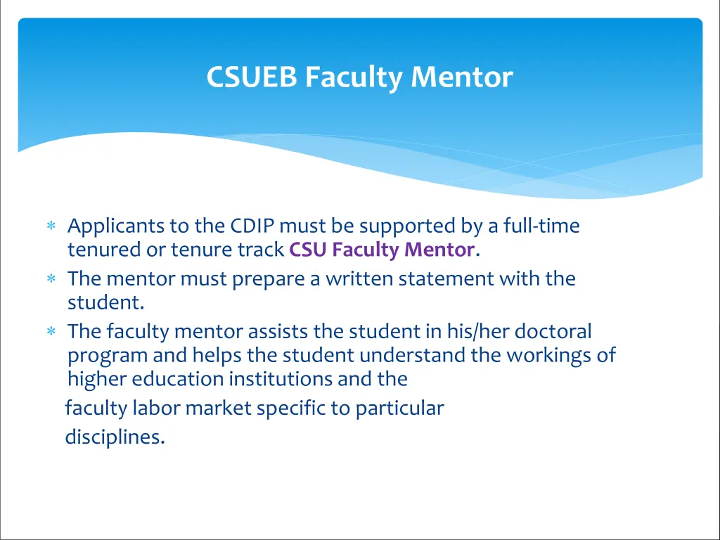csueb faculty mentor