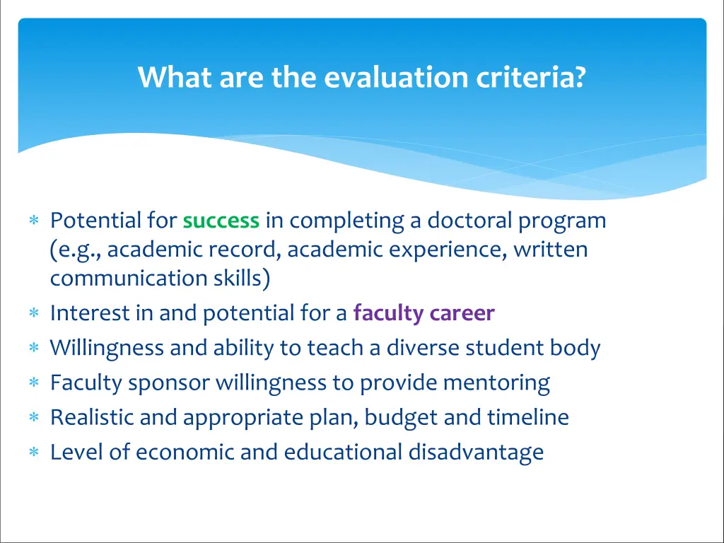 what are the evaluation criteria