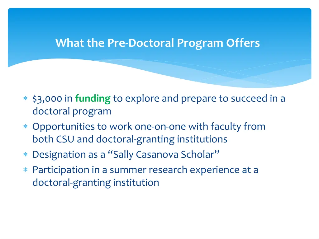 what the pre doctoral program offers