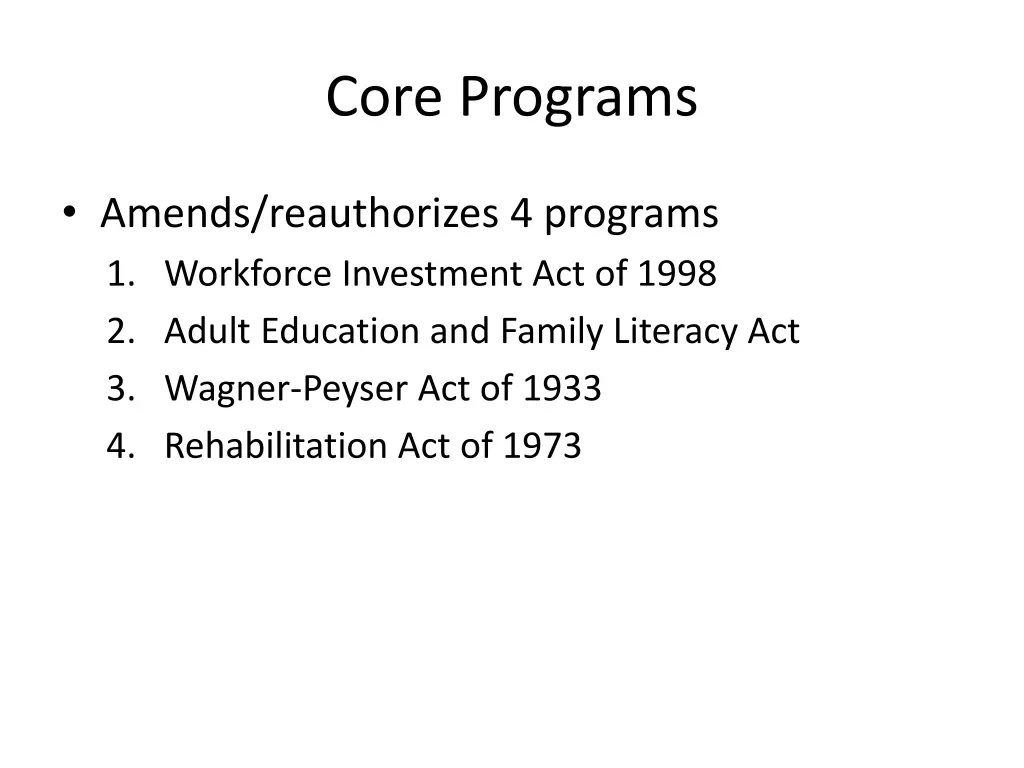 core programs
