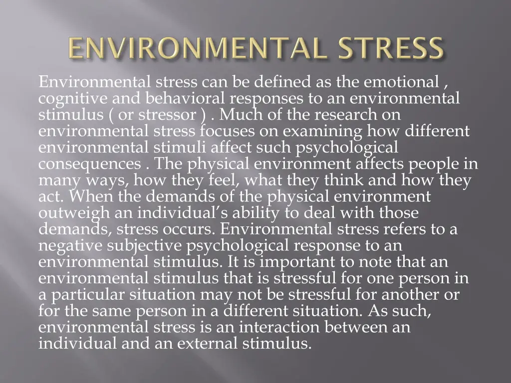 environmental stress can be defined