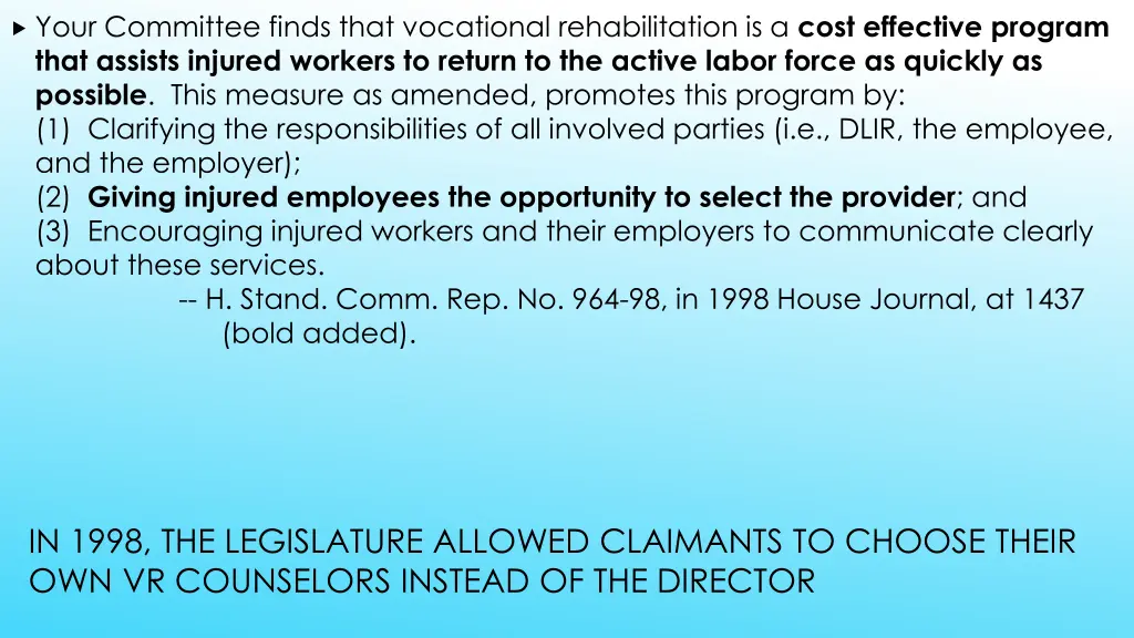 your committee finds that vocational