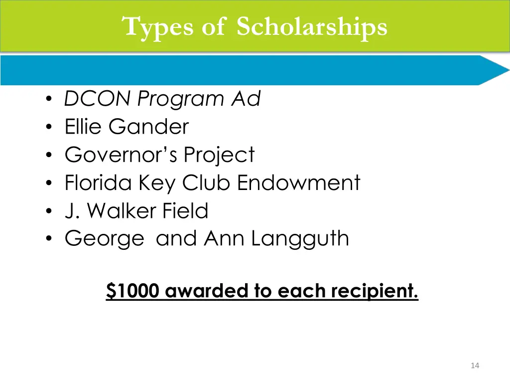 types of scholarships