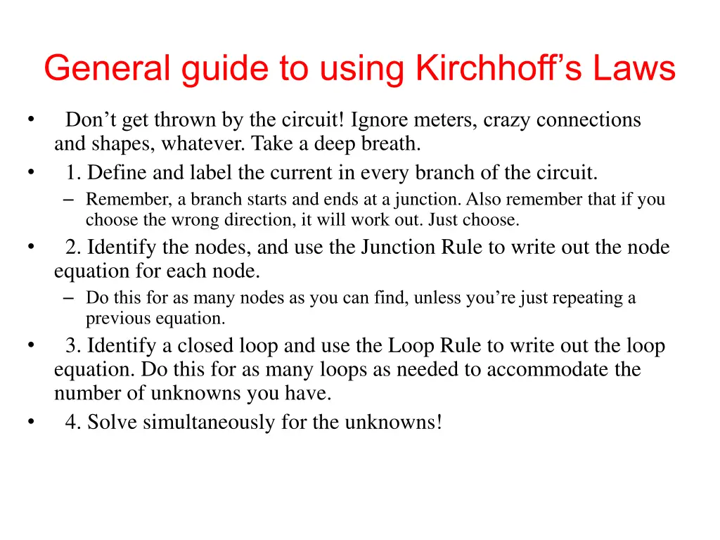 general guide to using kirchhoff s laws