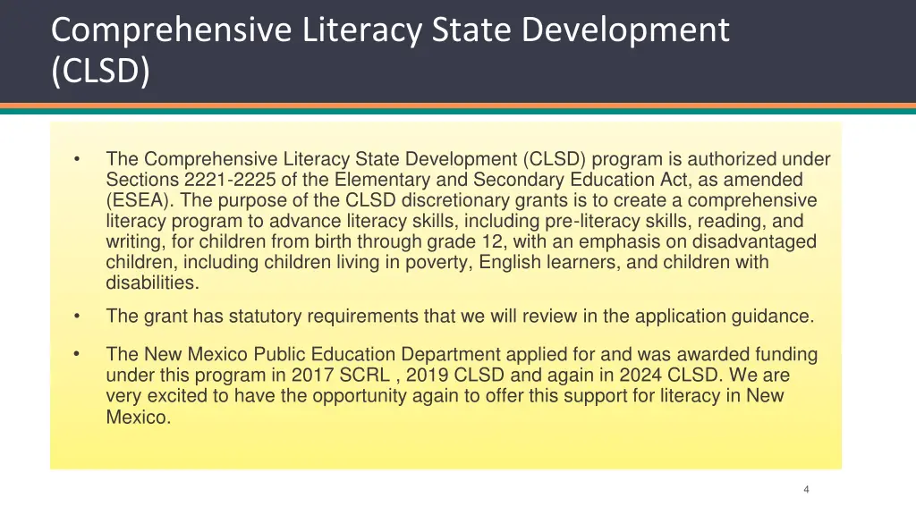 comprehensive literacy state development clsd