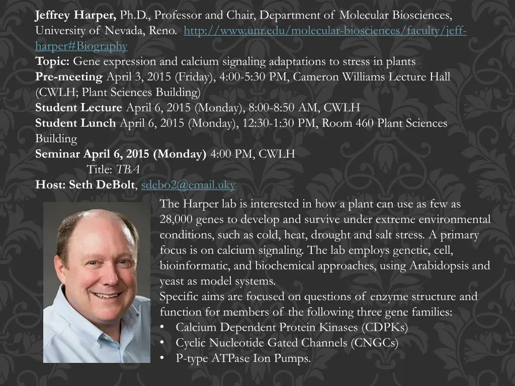 jeffrey harper ph d professor and chair