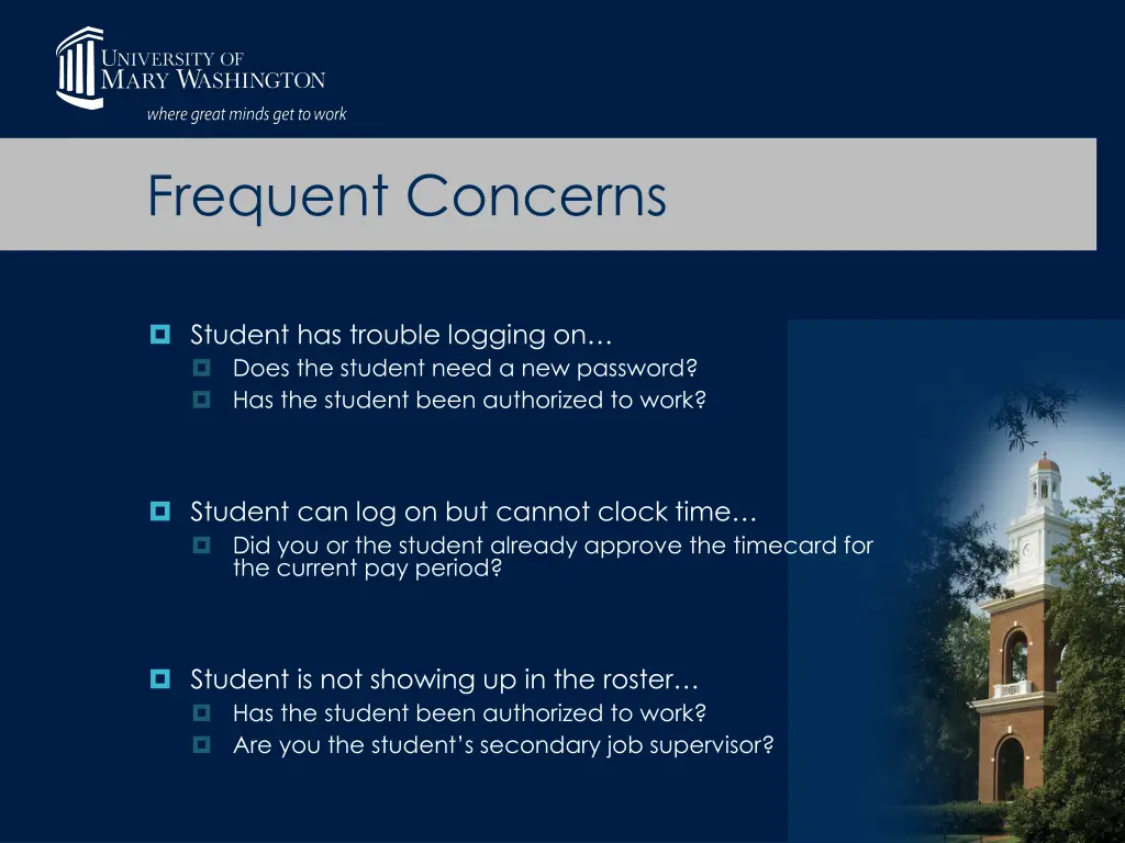frequent concerns