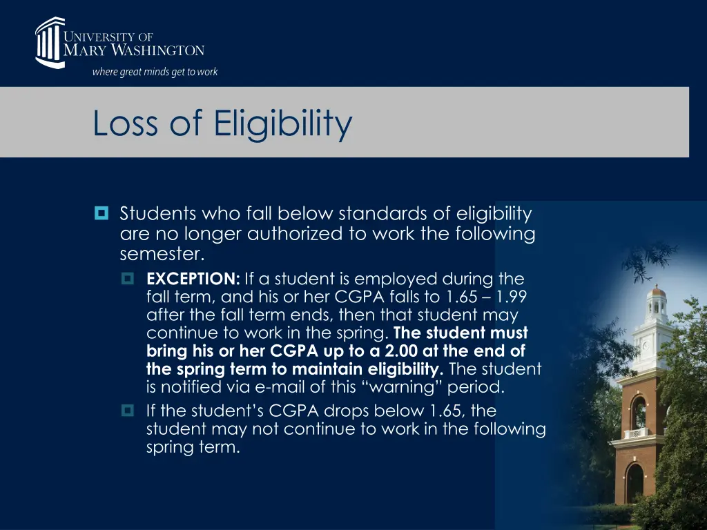 loss of eligibility