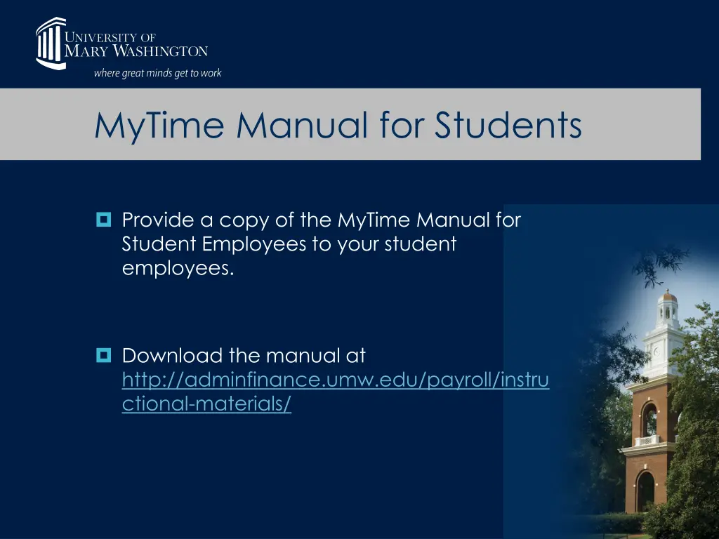mytime manual for students