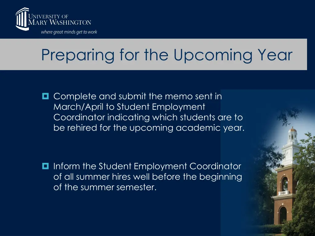 preparing for the upcoming year