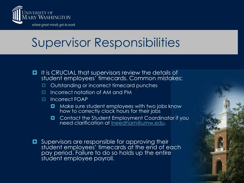 supervisor responsibilities