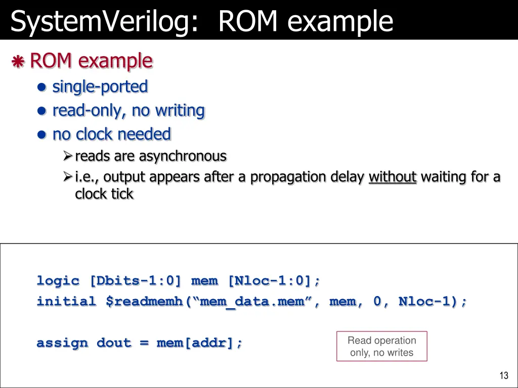 systemverilog rom example