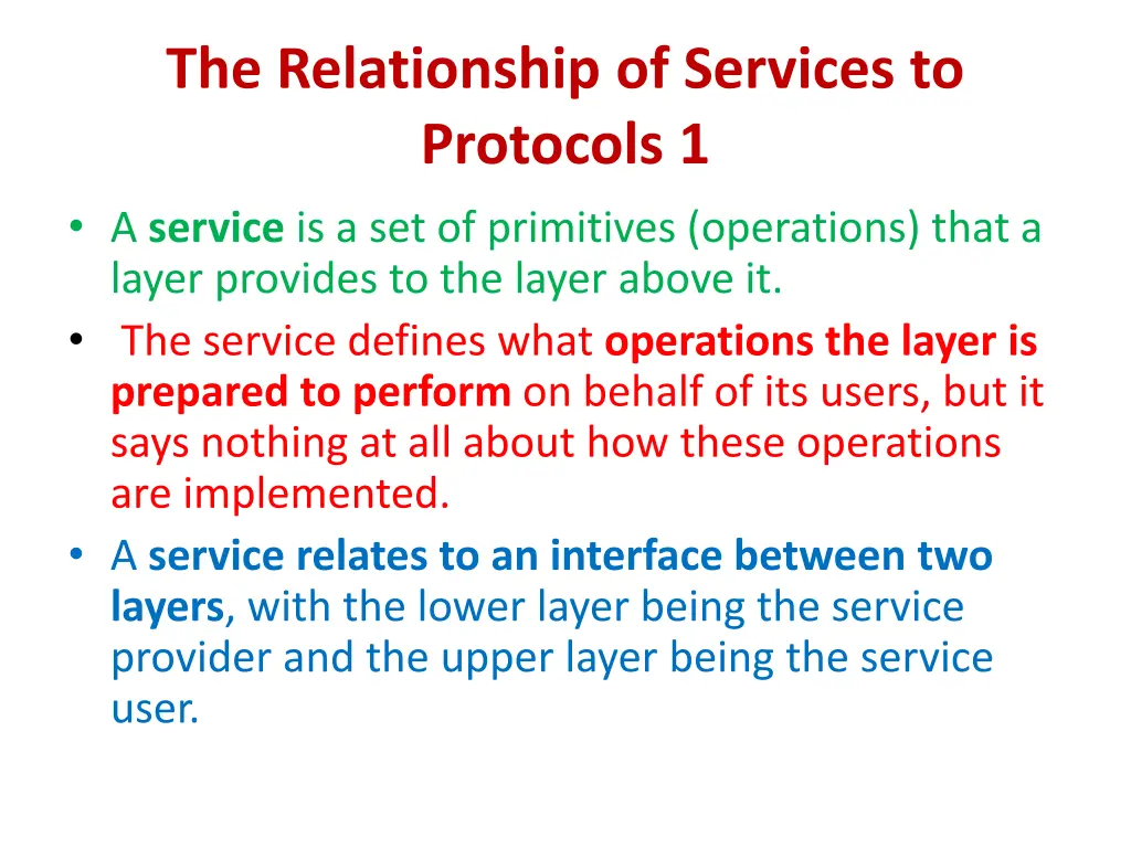 the relationship of services to protocols
